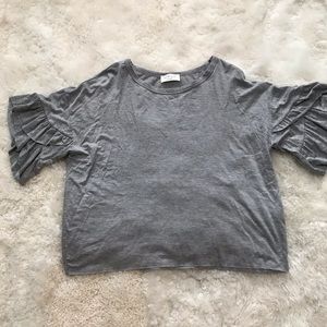 Lavender Field Ruffle Sleeve Crop Top